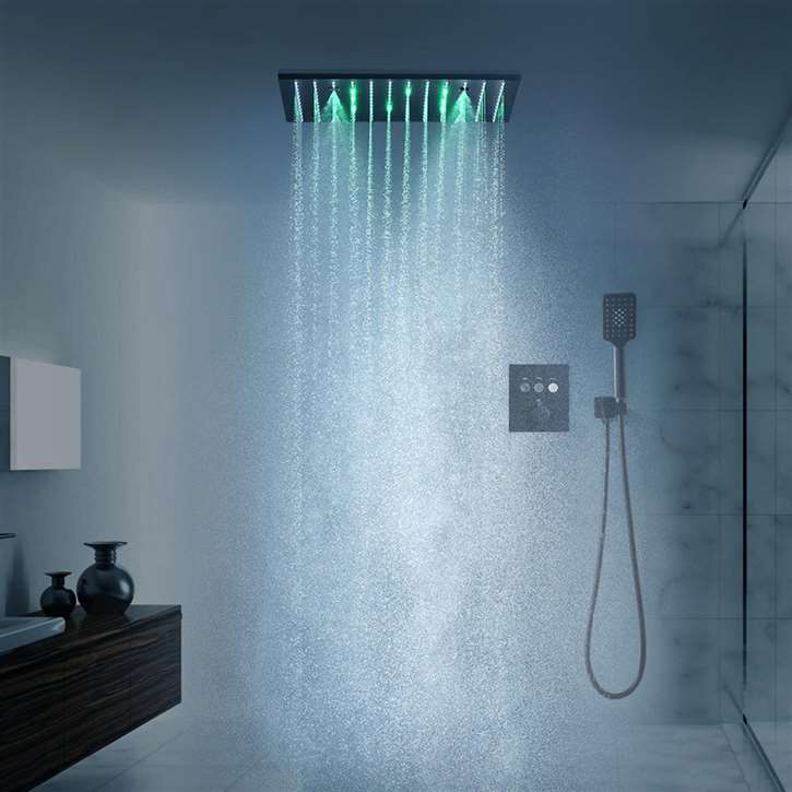 Verona 3-Way Dark Oil Rubbed Bronze Ceiling Mount Brass LED Shower Set