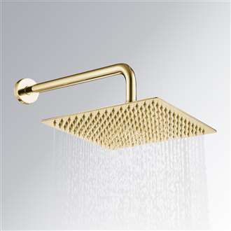 Luxury Shower Head Brushed Gold Thin Square Rainfall Shower Head