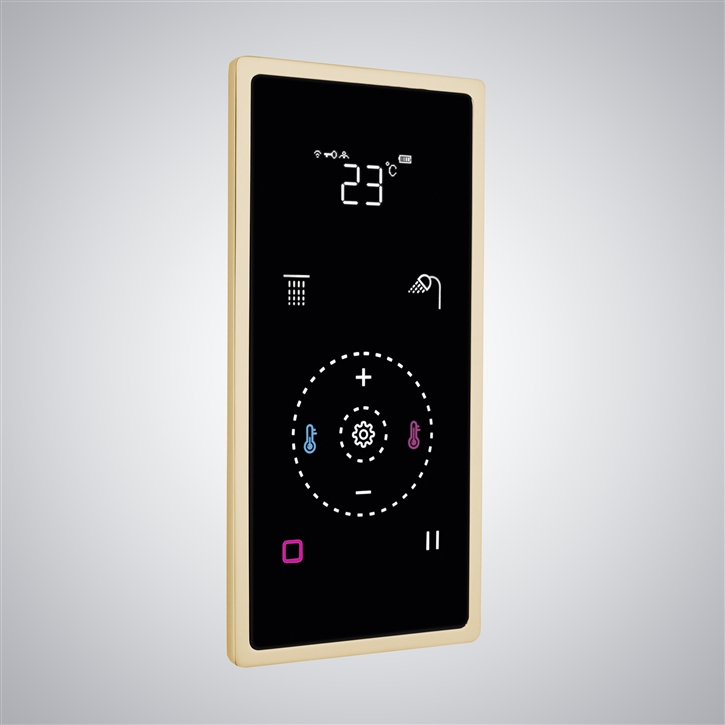 Fontana Leo 2-Way Brushed Gold Thermostat Shower Mixer Smart LED Digital Display