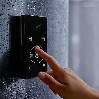 Shower Controls Revit Families Peru 2-Way Black LED Digital Display Smart Thermostat Shower Mixer with Accessories