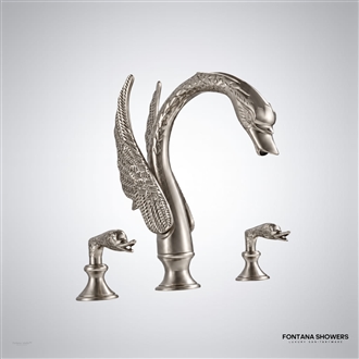Brushed nickel dual-handle swan faucet