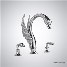 Chrome swan-style dual-handle faucet