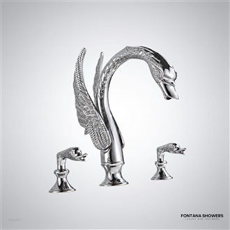 Chrome swan-style dual-handle faucet