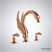 Rose gold dual-handle swan faucet