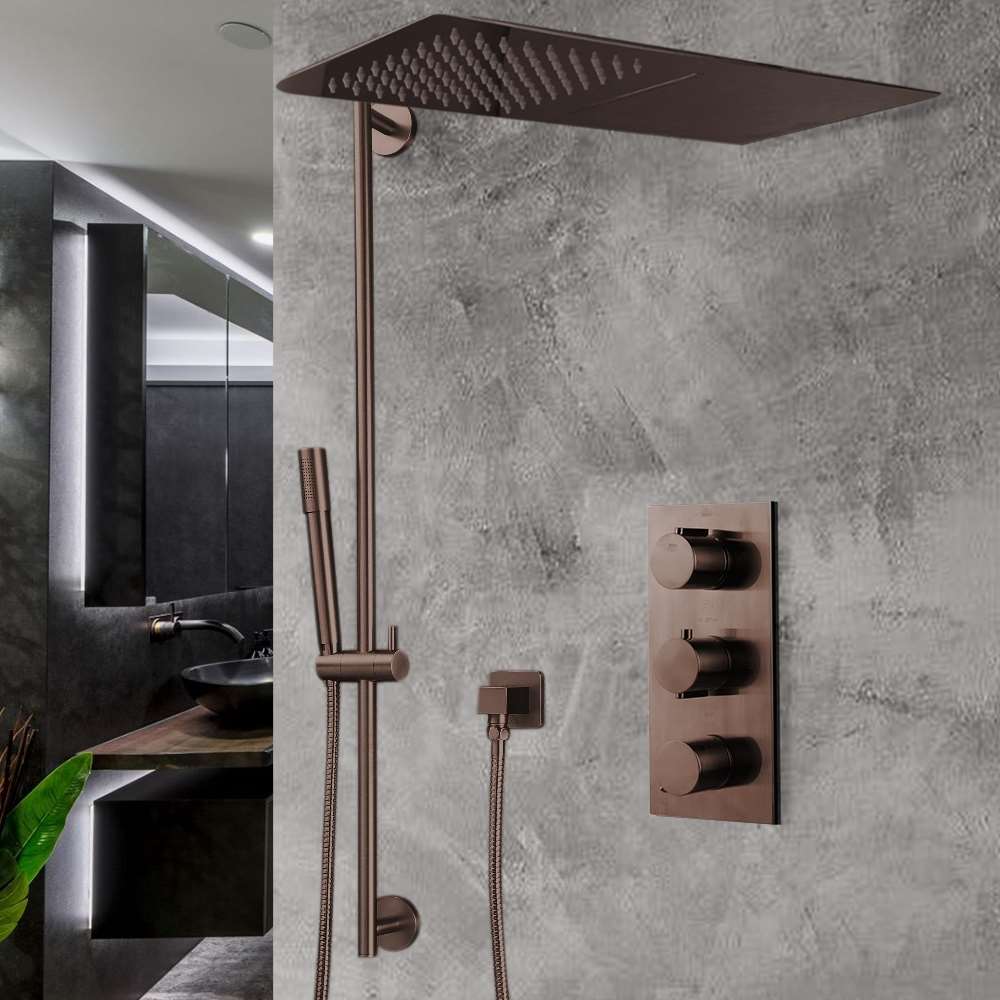 Fontana Light Oil Rubbed Bronze Waterfall & Rainfall Shower Set actual product image