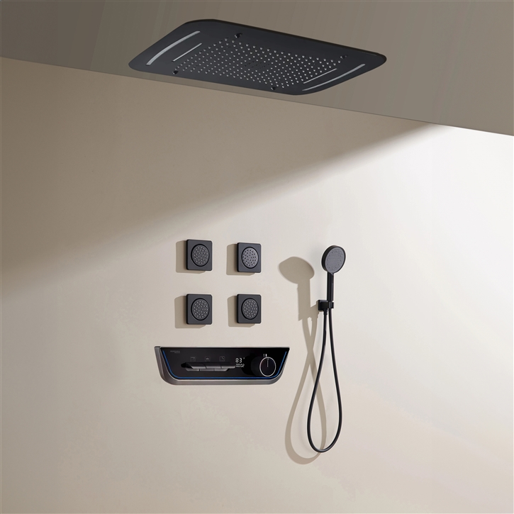 Fontana Navas Modern LED Shower System In Matte Black Finish