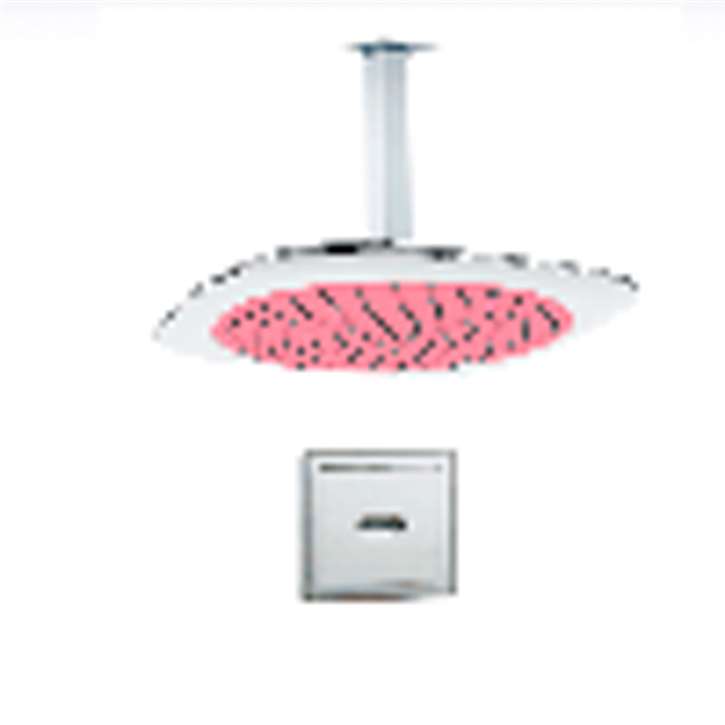 Fontana Rio Ceiling Mount Rainfall Touchless Automatic Infrared Sensor Pink Shower Head