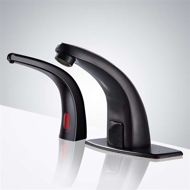 Fontana Agra Oil Rubbed Bronze/Matte Black Commercial Automatic Motion Sensor Faucet with Matching Soap Dispenser