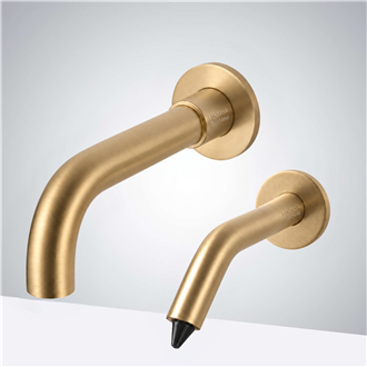 Fontana Intelligent Smart Sensor Faucet with Matching Liquid Soap Dispenser in Brushed Gold