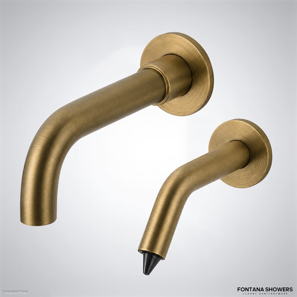 Fontana Aeron antique brass touchless faucet and soap dispenser