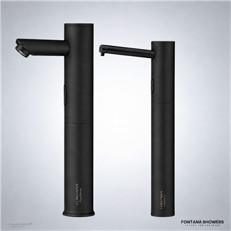 Fontana Commercial Automatic Matte Black Sensor Faucet with Matching Automatic Soap Dispenser for Restrooms