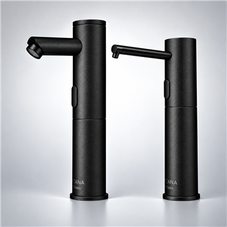 Fontana Commercial Automatic Matte Black Sensor Faucet with Matching Automatic Soap Dispenser for Restrooms