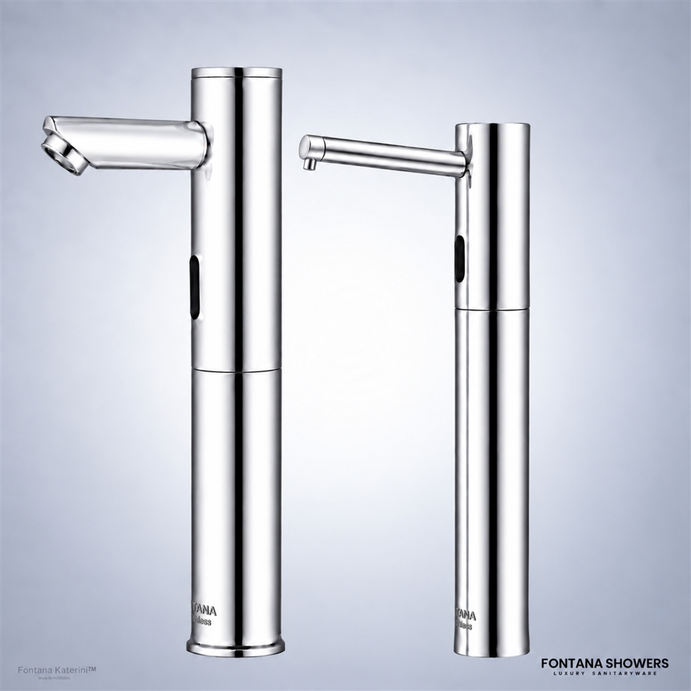 Chrome touchless faucet pair