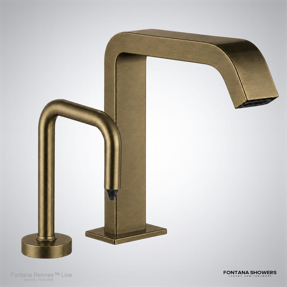 Antique brass touchless faucet dispenser set