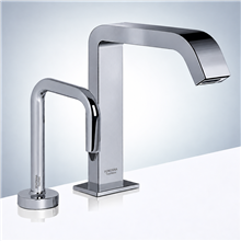 Fontana Commercial Hands Free Automatic Sensor Faucet and Touchless Liquid Soap Dispenser in Chrome Finish