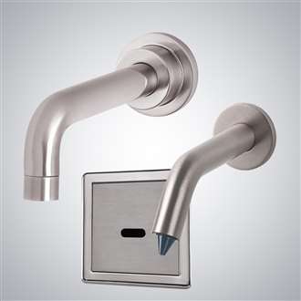 Fontana Rennes Wall Mount Brushed Nickel Automatic Motion Sensor Faucet with Deck Mount Soap Dispenser