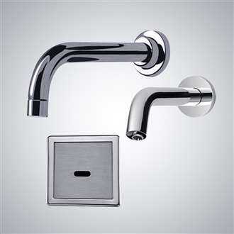 Fontana Rennes Wall Mount Chrome Automatic Motion Sensor Faucet with Deck Mount Soap Dispenser