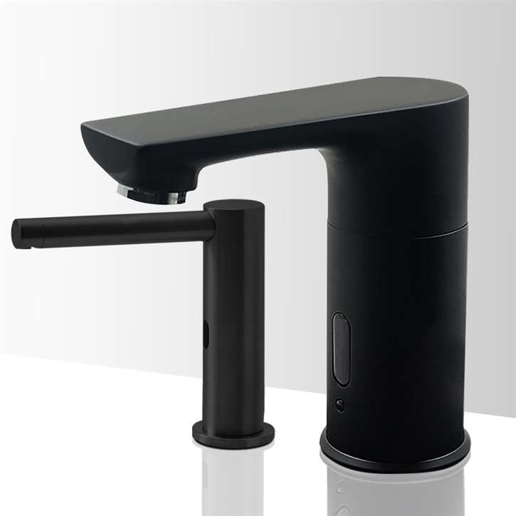 Fontana Dark Oil Rubbed Bronze Finish Commercial Automatic Sensor Faucet with Matching Commercial Liquid Soap Dispenser