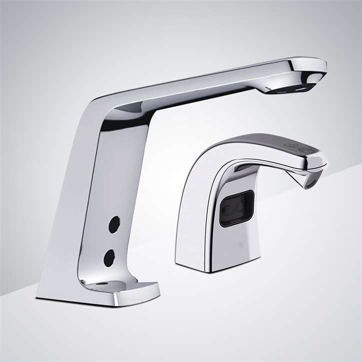 Fontana Chicago Commercial Hands Free Touchless Automatic Motion Chrome Sensor Faucet with Automatic Sensor Soap Dispenser