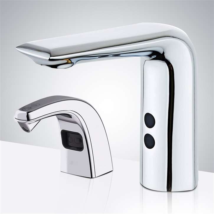 Fontana Commercial Hands Free Touchless Automatic Motion Chrome Sensor Faucet with Automatic Sensor Soap Dispenser