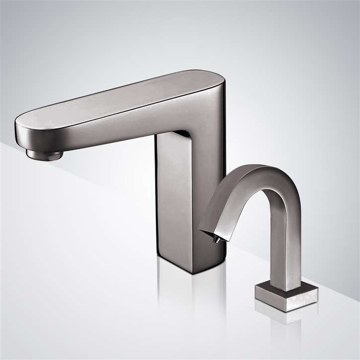 Fontana Commercial Automatic Brushed Nickel Touchless Sensor Sink Faucet with Soap Dispenser for Restrooms