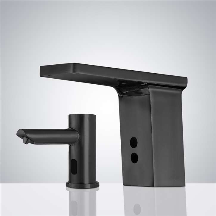 Fontana Commercial Dark Oil Rubbed Bronze Automatic Sensor Faucet with Matching Soap Dispenser for Restrooms