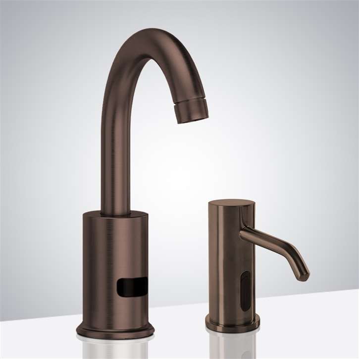 Fontana Commercial Automatic Light Oil Rubbed Bronze Motion Sensor Faucet and Automatic Soap Dispenser