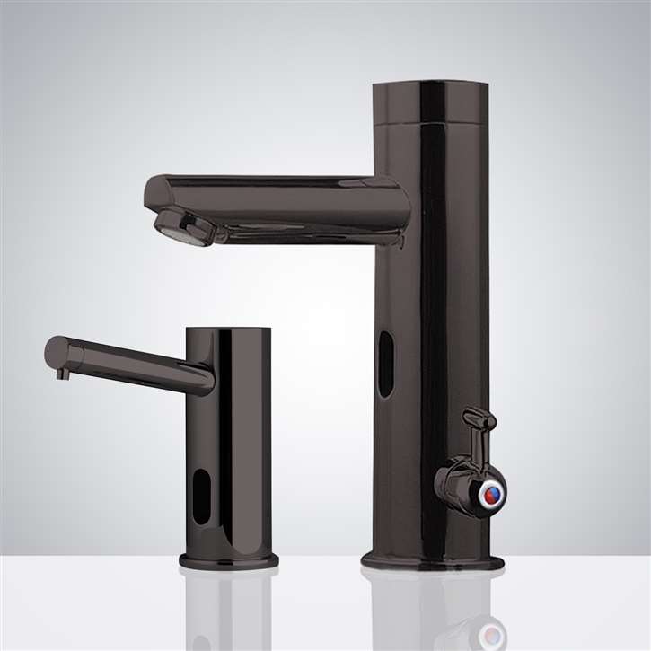 Fontana Commercial Temperature Control All-in-one Thermostatic Automatic Sensor Faucet Oil Rubbed Bronze Finish and Deck Mount Automatic Soap Dispenser for Restrooms