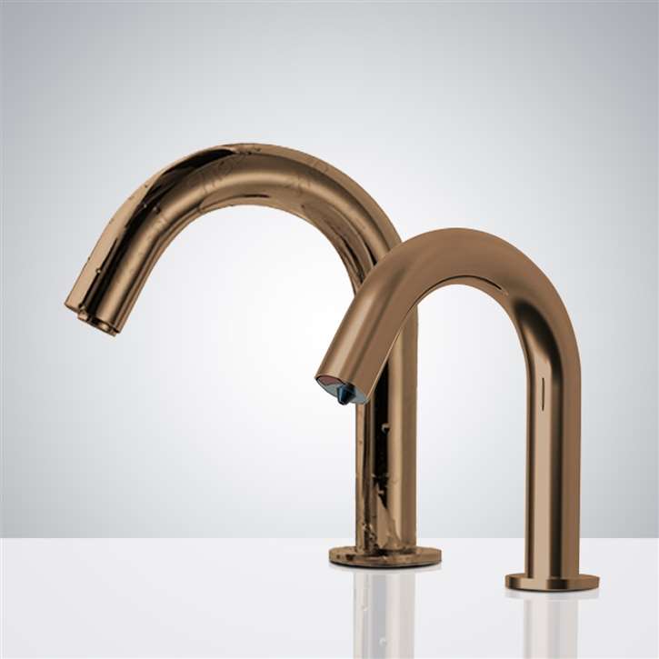 Fontana Brio Commercial Oil Rubbed Bronze Touchless Volume Sensor Hands Free Faucet and Deck Mount Automatic Soap Dispenser for Restrooms
