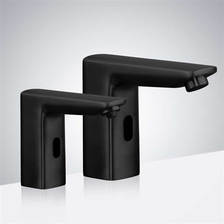 Fontana Lima Commercial Matte Black Automatic Sensor Sink Faucet & Automatic Soap Dispenser for Restrooms