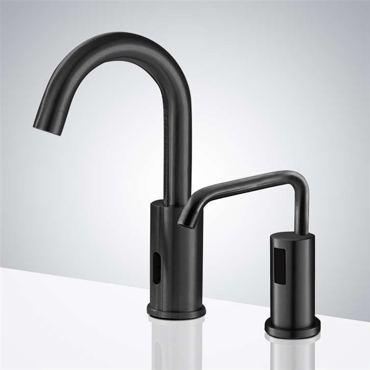 Fontana Commercial Automatic Oil Rubbed Bronze Motion Sensor Faucet with Matching Deck Mount Automatic Soap Dispenser
