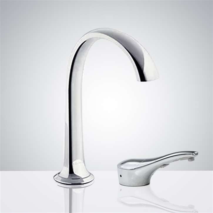 Fontana Commercial Electronic Sensor Activated Faucet with Matching Soap Dispenser for Restrooms in Chrome