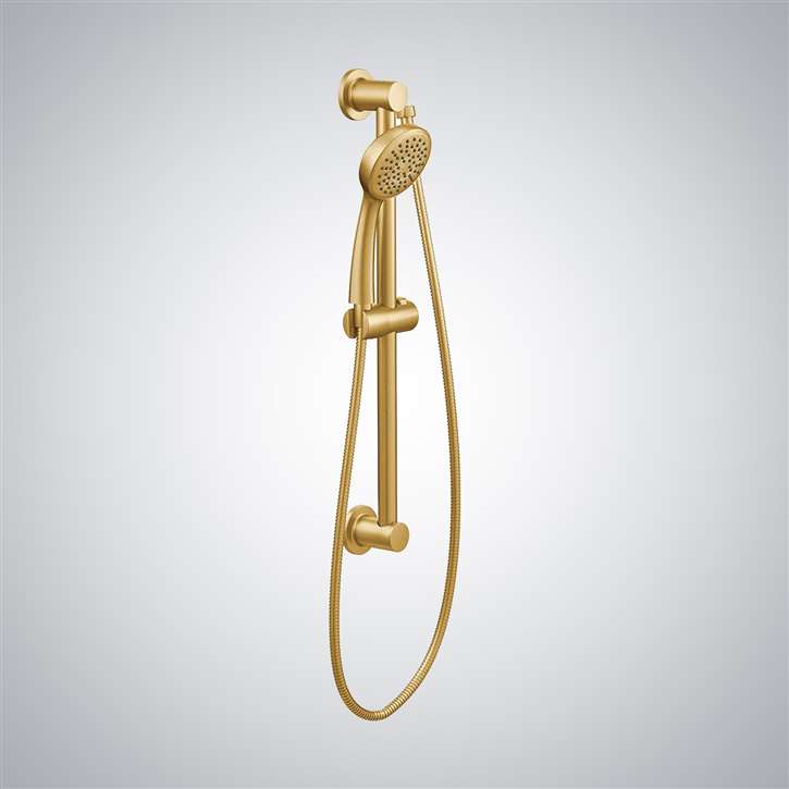 Brushed Gold Handheld Round Shower 1-Spray Handheld Shower Fontana FS1029-BG Handheld Shower