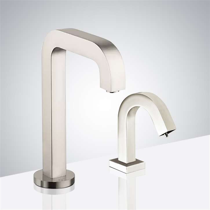 Fontana Chrome Finish Deck Mount Commercial Infrared Restroom Sensor Faucet with Matching Soap Dispenser
