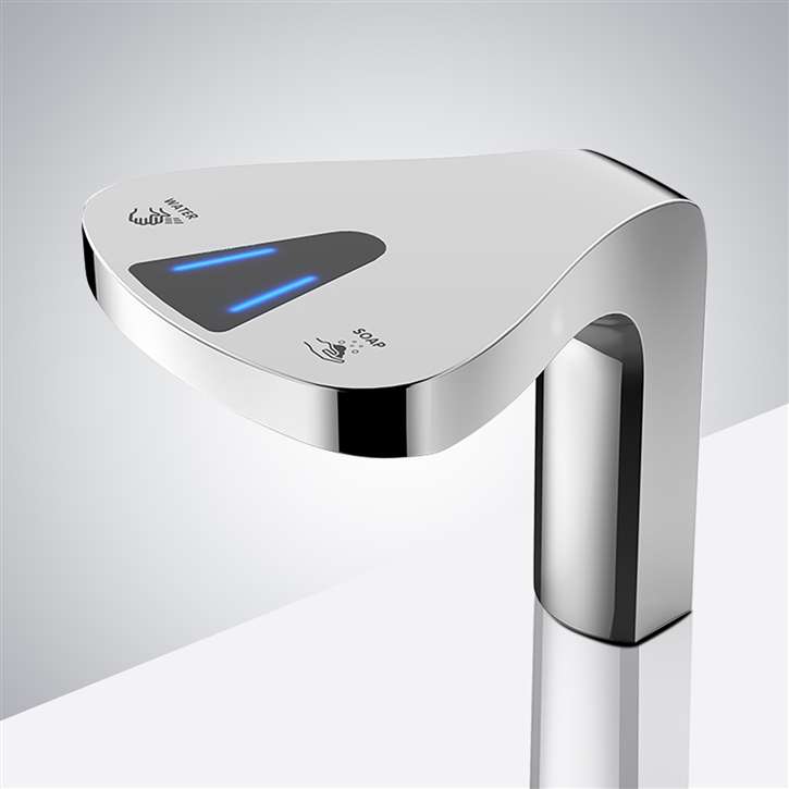 Fontana Creteil Chrome 2 in 1 Deck Mounted Automatic Water Faucet and Foam Soap Dispenser
