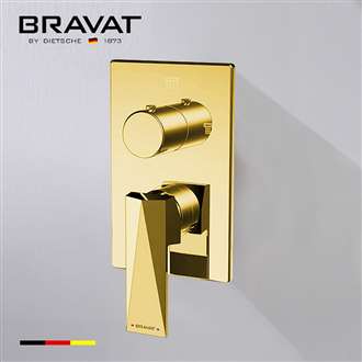 Bravat Shower Valve Mixer 2-Way Concealed Wall Mounted In Gold