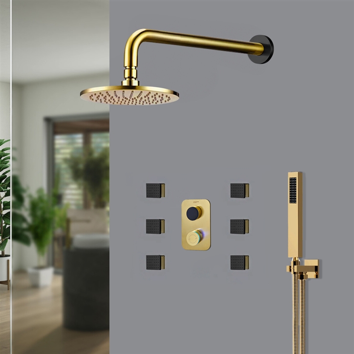 Fontana Budrio Gold and Matte Black Shower Set