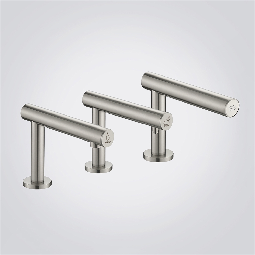 FontanaEcoSphere Brushed Nickel Touchless Faucet Soap Dispenser and Hand Dryer