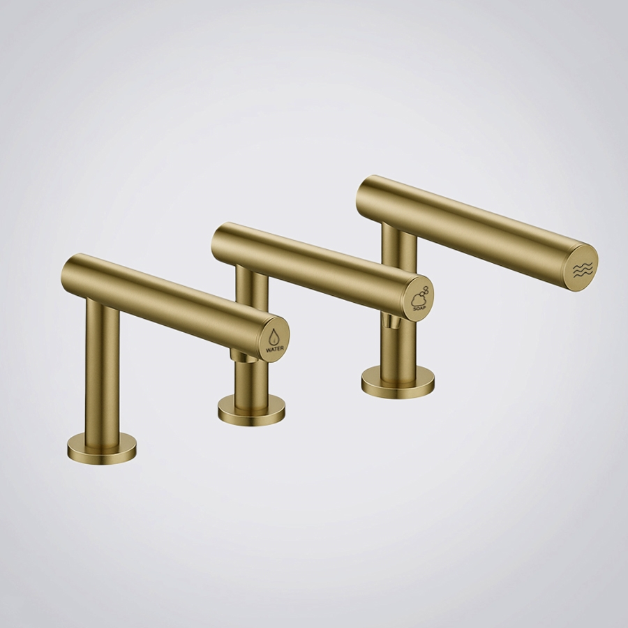 FontanaCryvora Champagne Bronze Touchless Faucet Soap Dispenser and Hand Dryer