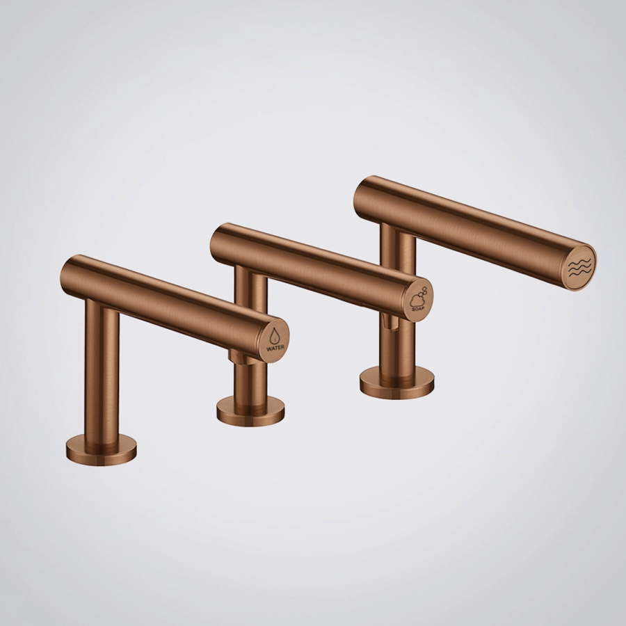 FontanaZerithra Brushed Copper Touchless Faucet Soap Dispenser and Hand Dryer