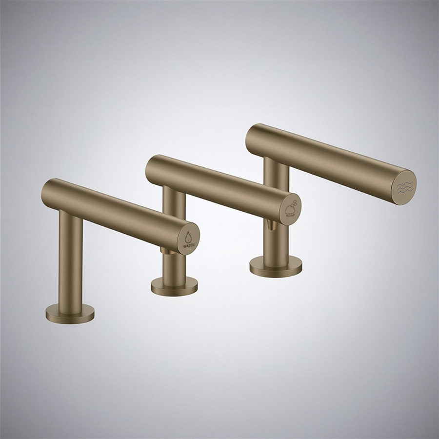 FontanaXynora Brushed Matte Bronze Touchless Faucet Soap Dispenser and Hand Dryer