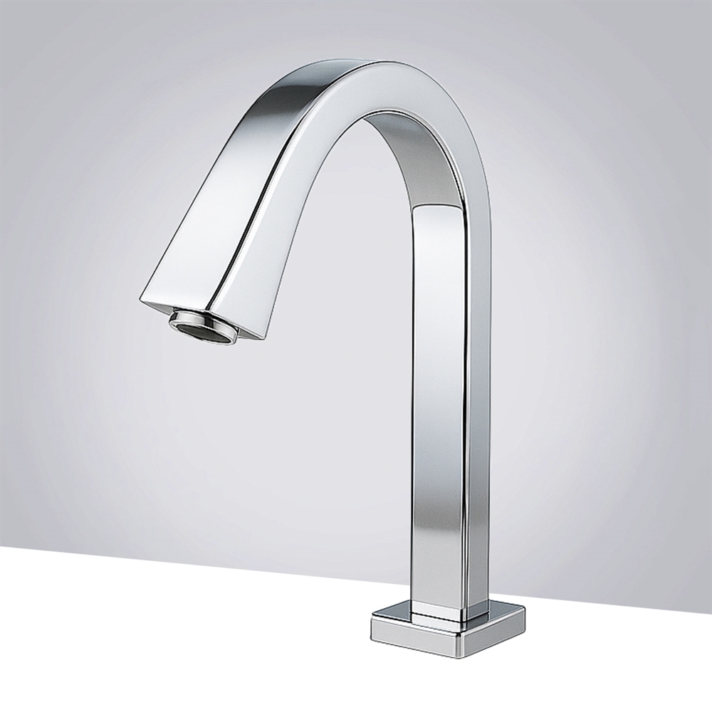 Commercial touchless faucet in chrome and brass finish — motion sensor deck-mount (FS10580CH)