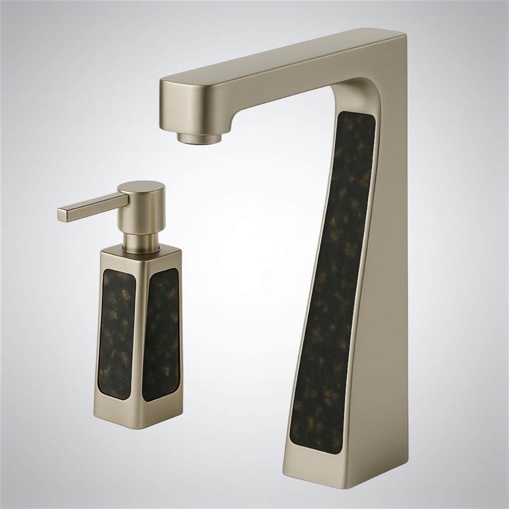 Commercial touchless faucet in dual-tone gold and nickel finish — sensor-activated deck-mount (FS10596GBN)