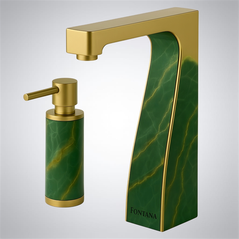 Commercial touchless faucet in brushed gold finish — sensor-activated deck-mount (FS10600BGS)