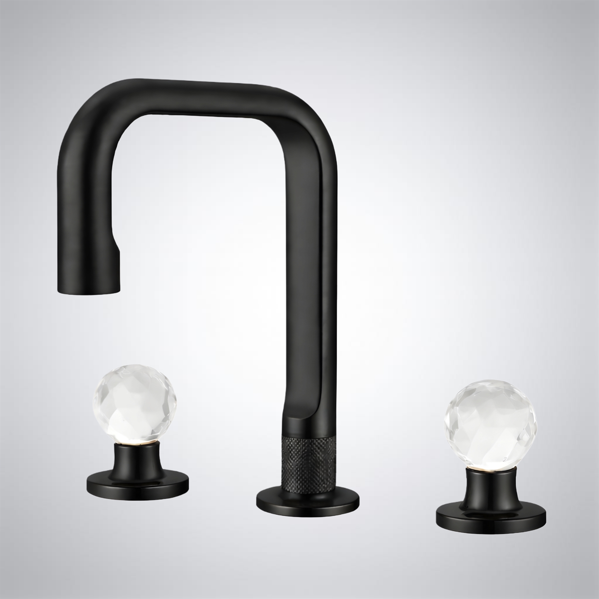 Fontana SilqCascade Matte Black Crystal Knobs Bathroom Faucet