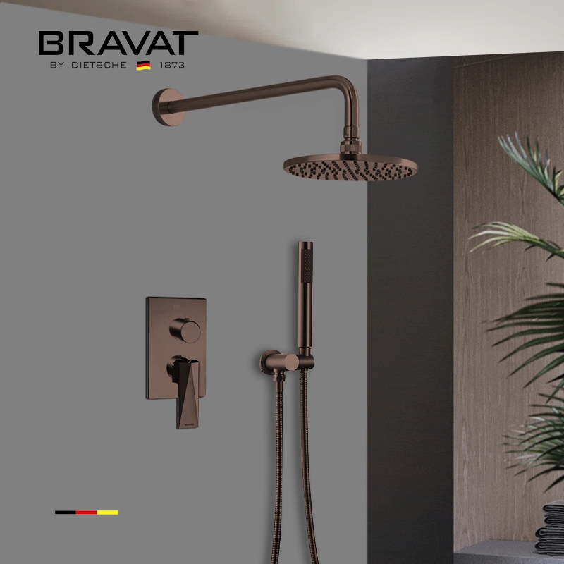 Bravat Light Oil Rubbed Bronze Wall Mounted Shower Set With shower