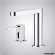 Chrome touchless faucet dispenser