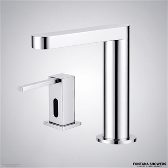 Chrome touchless faucet dispenser