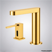 Gold touchless faucet pair