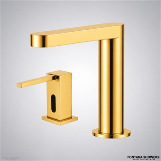 Gold touchless faucet pair